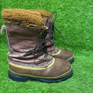 Vintage Sorel Dominator Winter Boots Men's 9 Brown Leather Made in Canada Size 9